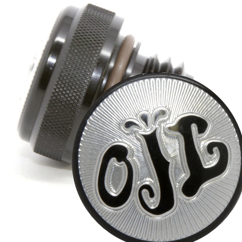 Black Anodized Lettering Aluminum Motorcycle Oil Cap 1-3/8 inch threaded for Harley Davidson