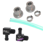 FUEL SIGHT GAUGE KIT WITH BLACK ANODIZED ELBOW FITTINGS WITH INDICATOR TEXT-BLACK WITH GREEN HOSE