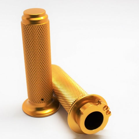 SPEED DEALER CUSTOMS MOTO STYLE QUICK THROTTLE GRIPS GOLD ANODIZED 7/8"