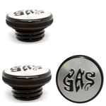 Speed Dealer Harley Davidson Gas Cap with Black Anodized Gas Lettering polished background