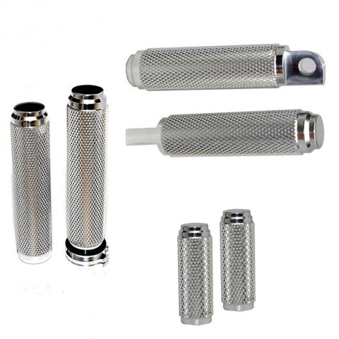 1 inch polished aluminum grips, foot pegs and toe pegs combo kit