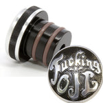 Oil Cap Black Ano with Polished Letters Fucking Oil for Harley Softail Years 2000 to 2007