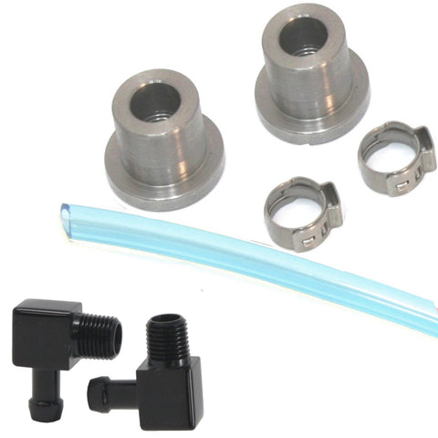 FUEL SIGHT GAUGE KIT WITH BLACK ELBOW FITTINGS WITH BLUE HOSE
