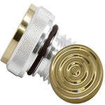 Brass and polished aluminum Motorcycle Oil Cap for Harley years 2008 to 2017