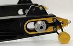 FXR Swingarm Component Pack Closeup Black Anodized arms with Gold Anodized and Stainless Steel Nuts