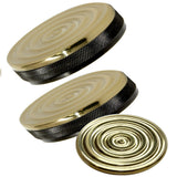 Brass bullseye top with a black anodized bottom bayonet bullseye gas cap set for harley davidson years 1973-1982