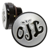 black oil letters motorcycle oil cap for custom choppers 1-5/16 inch